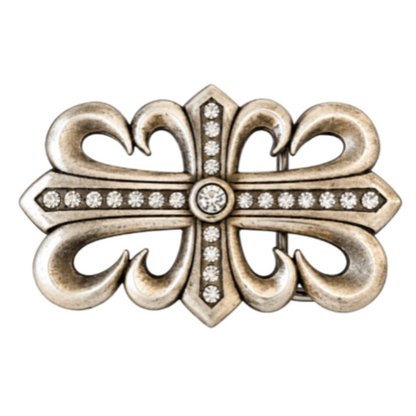 Rhinestone Floral Flower Cross Western Belt Buckle