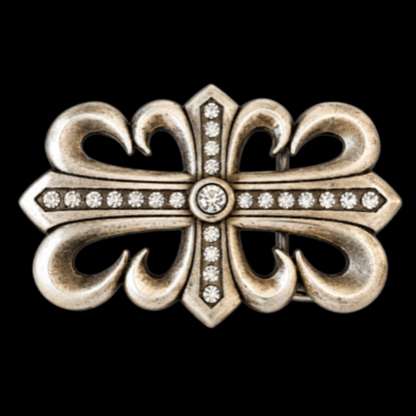 Rhinestone Floral Flower Cross Western Belt Buckle