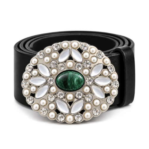 Elegant Women's Rhinestone Flower Belt Buckle | Cool Buckles Shop