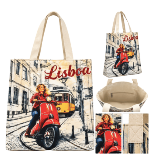 Lisbon Yellow Tram Cotton Tote Bag - Portugal Souvenir Shopping