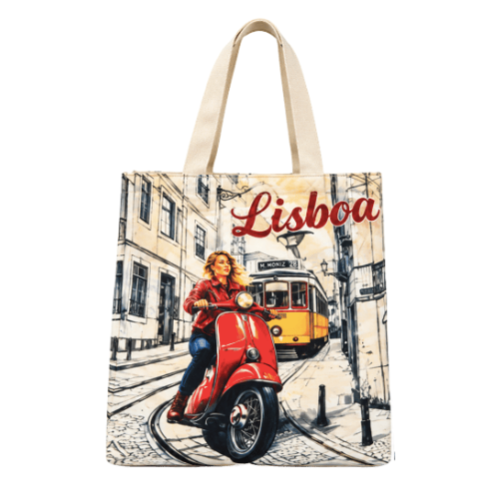 Lisbon Lisboa Portugal Yellow Tram Tote Bag - 100% Cotton Canvas