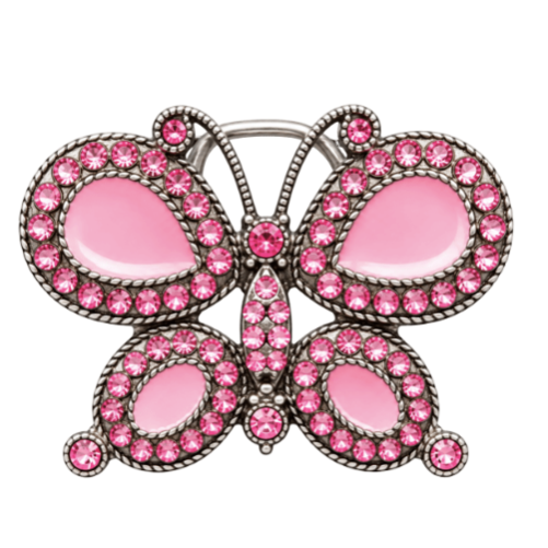 Girly Butterfly Belt Buckle – Pink Rhinestone Fashion Accessory