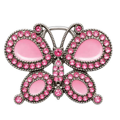 Girly Butterfly Belt Buckle – Pink Rhinestone Fashion Accessory