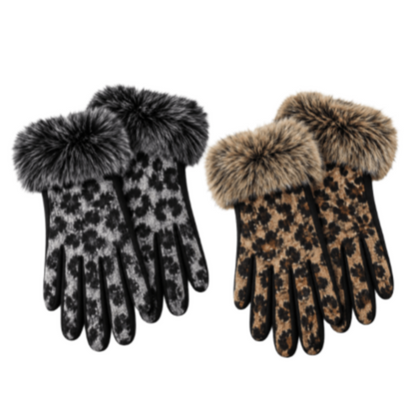 Mujer Estampado animal Guepardo Leopardo Guantes Adornos de piel sintética Invierno Otoño