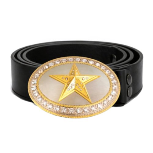 Hebilla de cinturón de estrella occidental con diamantes de imitación de vaquera vaquera