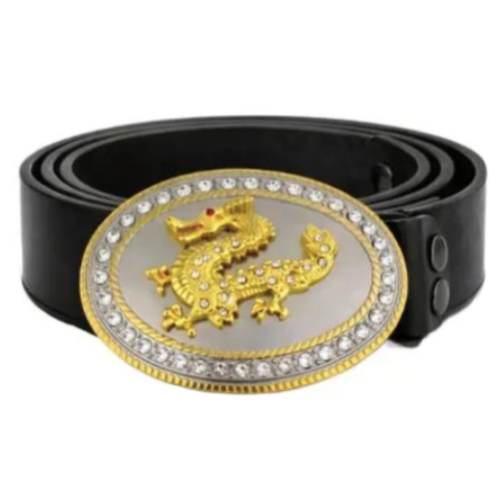 Rhinestone Dragon Belt Buckle Western Asian Oriental Fashion Style