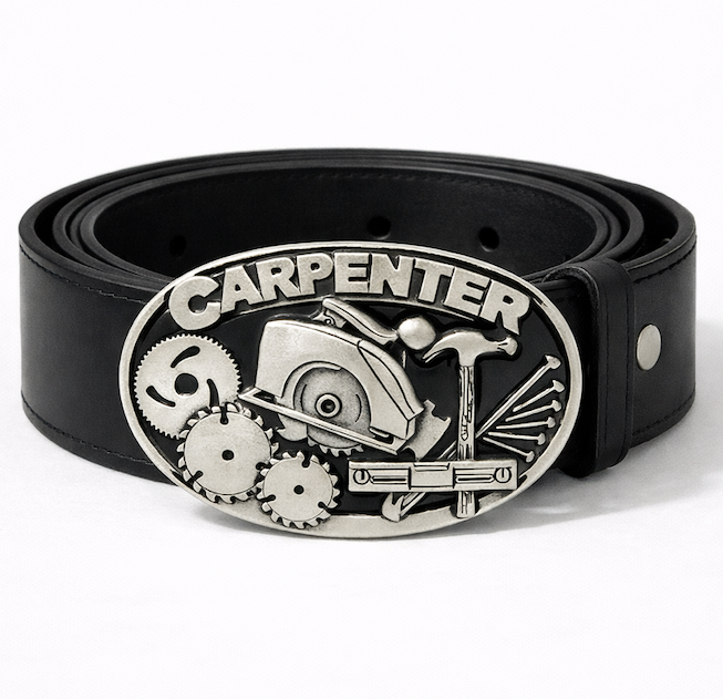 Carpenter Circular Saw Handsaw Hammer Profession Belt Buckle