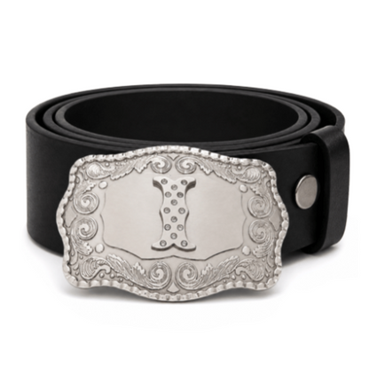 Letter I Name Initial Monogram Big Western Belt Buckle