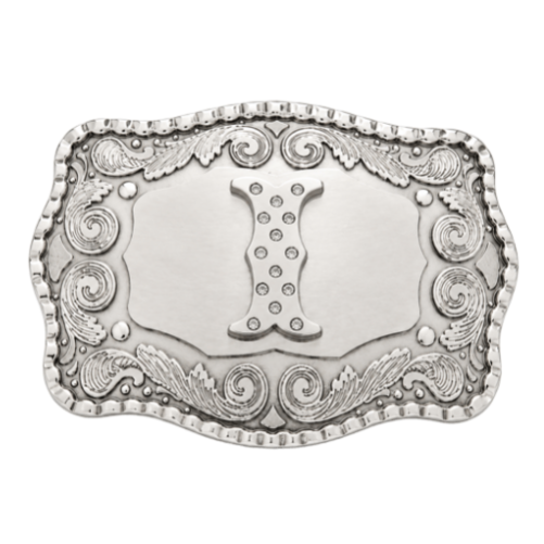 Letter I Name Initial Monogram Big Western Belt Buckle