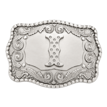 Letter I Name Initial Monogram Big Western Belt Buckle