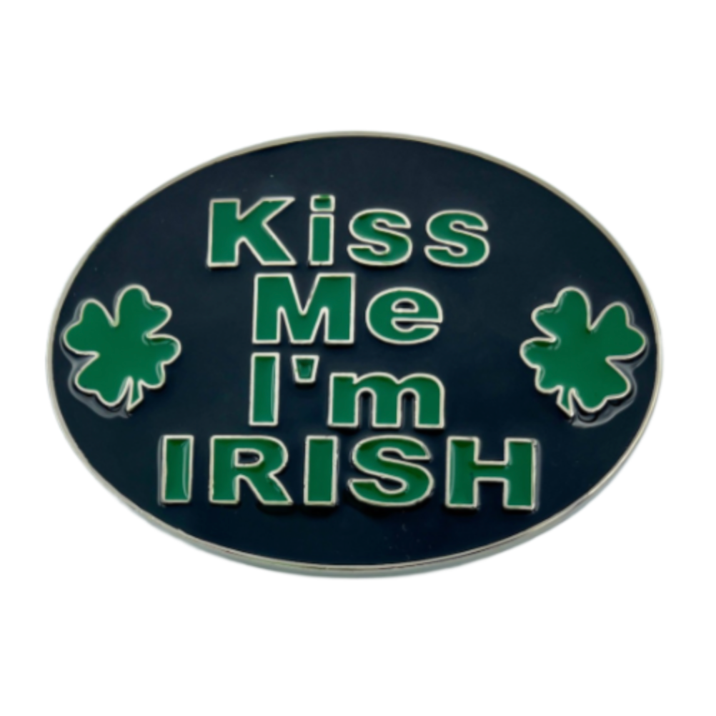 Kiss Me I'm Irish Ireland Shamrock Belt Buckle