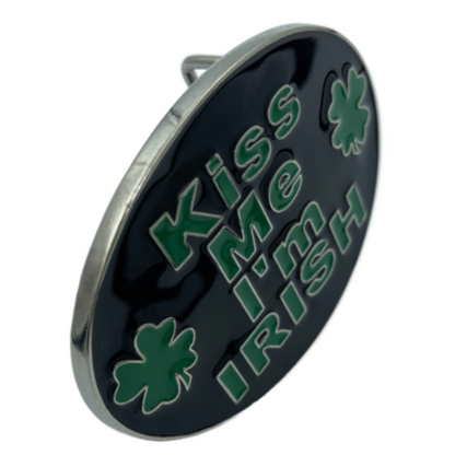 Kiss Me I'm Irish Ireland Shamrock Belt Buckle