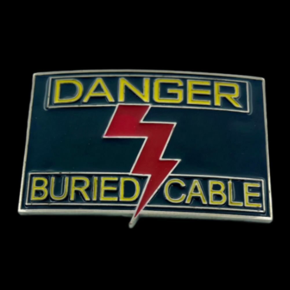 Danger Buried Cable Funny Cool Belt Buckle