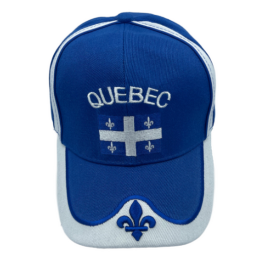 Drapeau du Québec Canada Fleur De Lys Chapeau Casquette Baseball Bleu