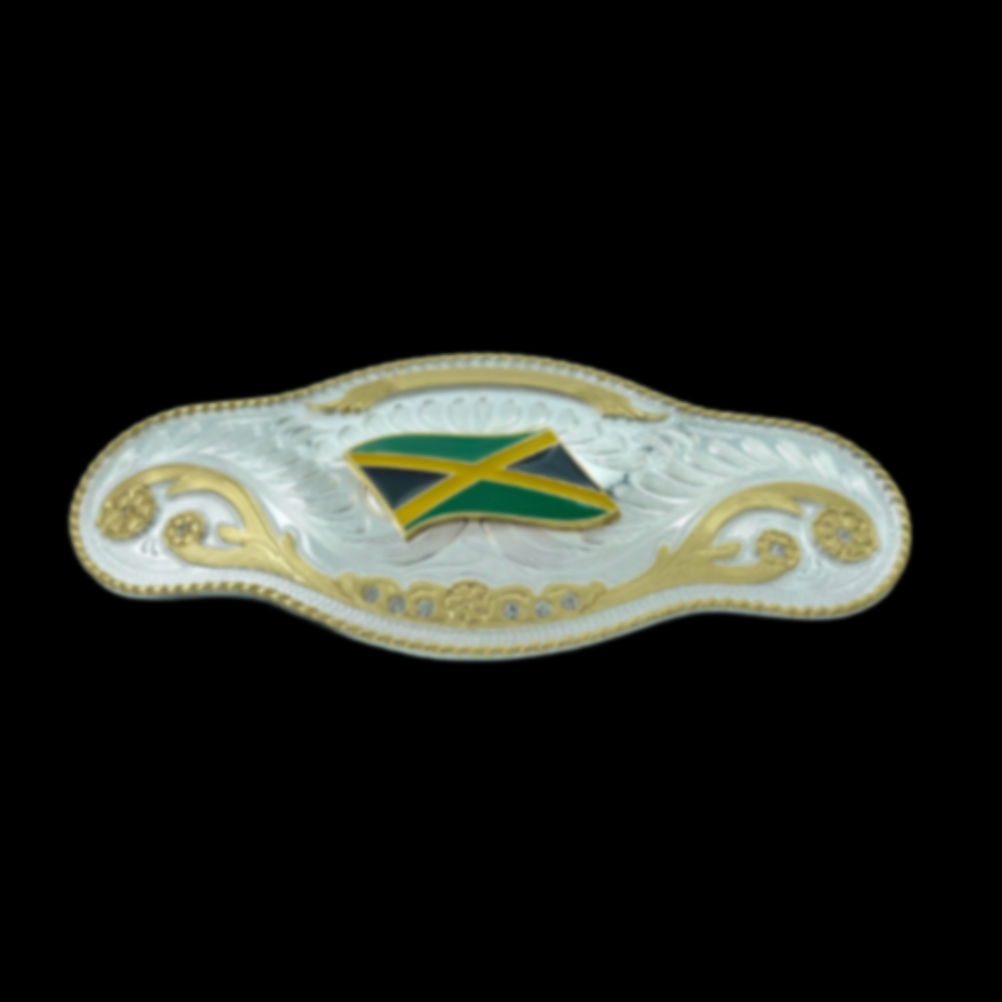 Big Jamaican Jamaica Flag Wrestling Belt Buckle