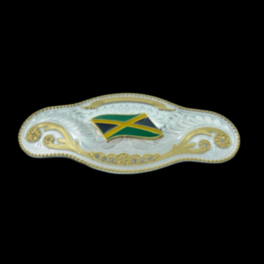 Big Jamaican Jamaica Flag Wrestling Belt Buckle