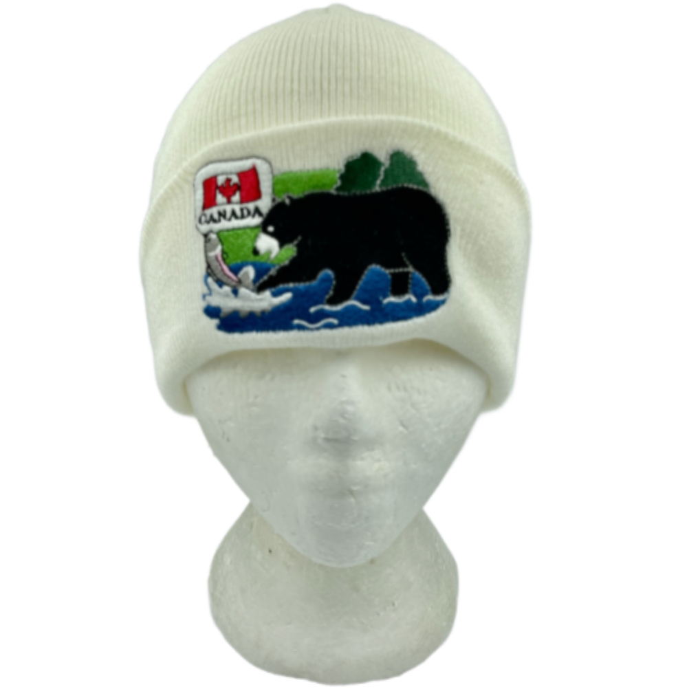 BLANCO CANADÁ BANDERA CANADIENSE HOJA DE ARCE OSO MARRÓN ESQUÍ SOMBRERO UNISEX GORRA