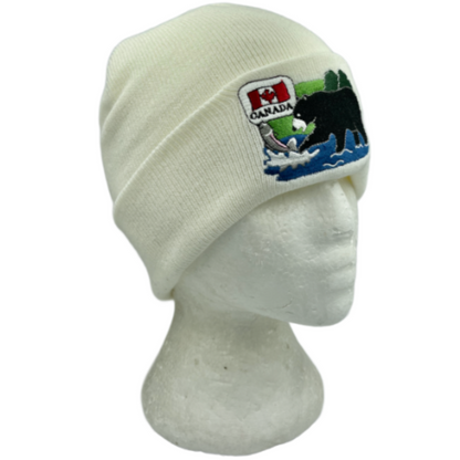 BLANCO CANADÁ BANDERA CANADIENSE HOJA DE ARCE OSO MARRÓN ESQUÍ SOMBRERO UNISEX GORRA