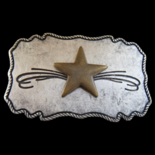 Cowboy Cowgirl Sheriff Shooting Western Star Belt Buckle