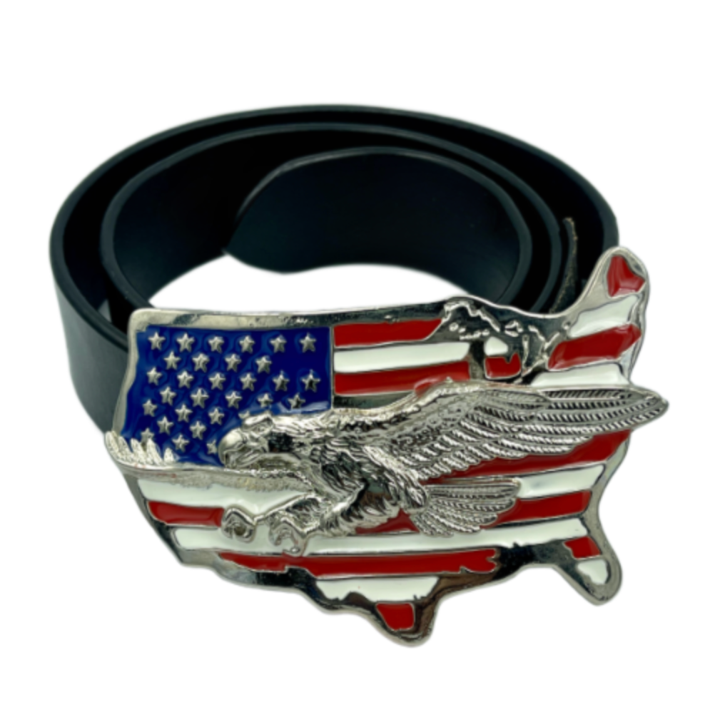 United States American USA Flag Map Eagle Old Glory Belt Buckle