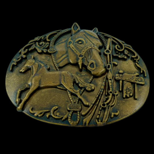 Cowboy Saddle Pony Horse Western Belt Buckle