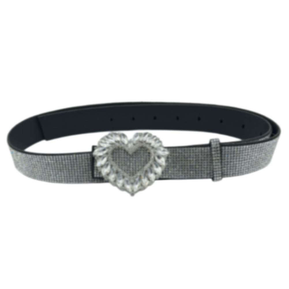 Women's Sparkling Rhinestones Bling Fashion Belt Heart Shaped Buckle