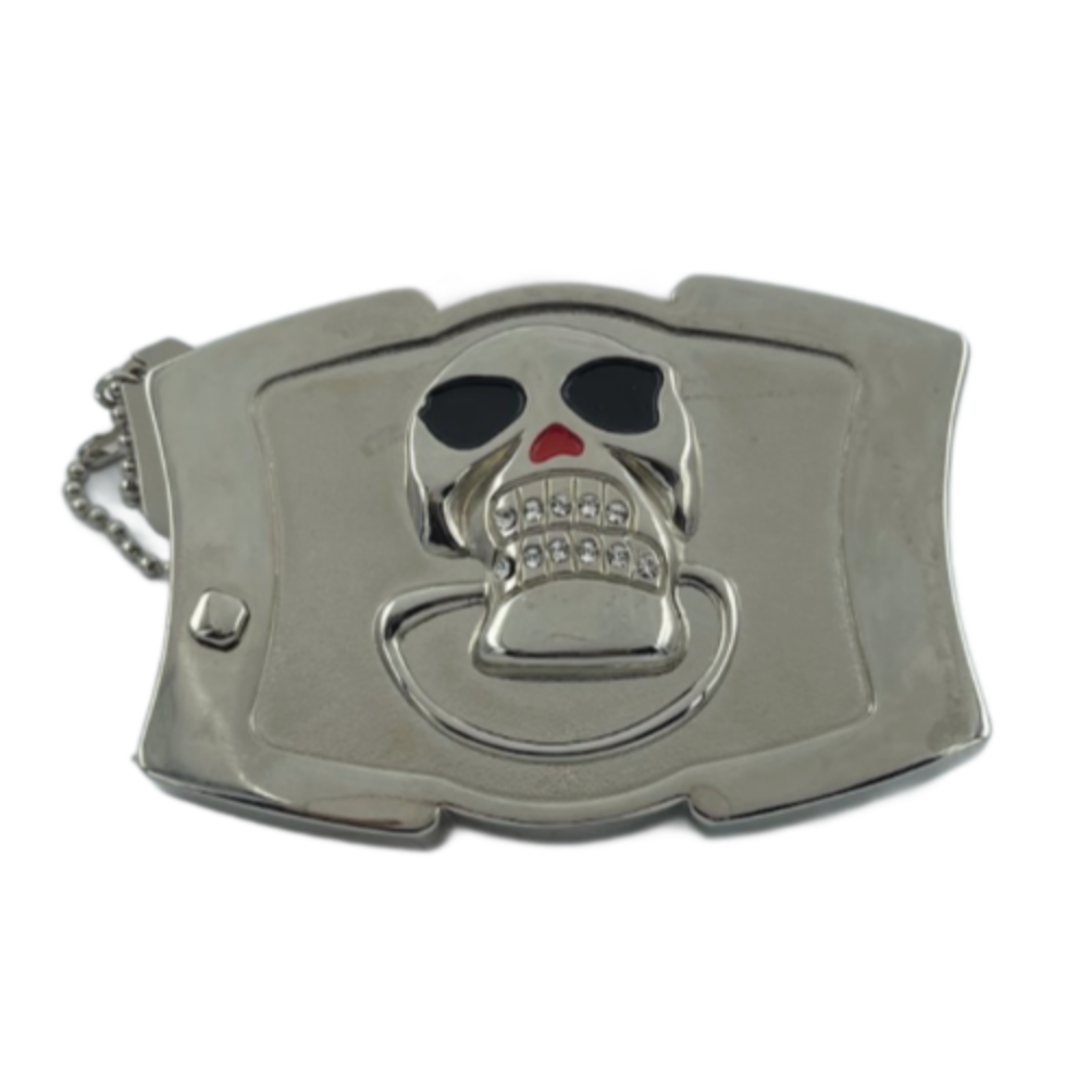 Skull Head Crossbones Utility Blade Pocket Knife Belt Buckle