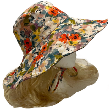 Sun Hat Wide Brim UV Protection Women Summer Floral Foldable Bucket Hats