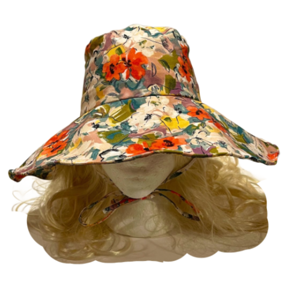 Sun Hat Wide Brim UV Protection Women Summer Floral Foldable Bucket Hats