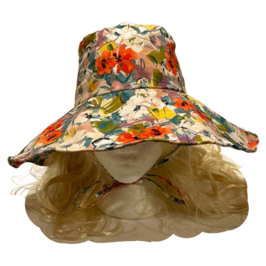 Sun Hat Wide Brim UV Protection Women Summer Floral Foldable Bucket Hats