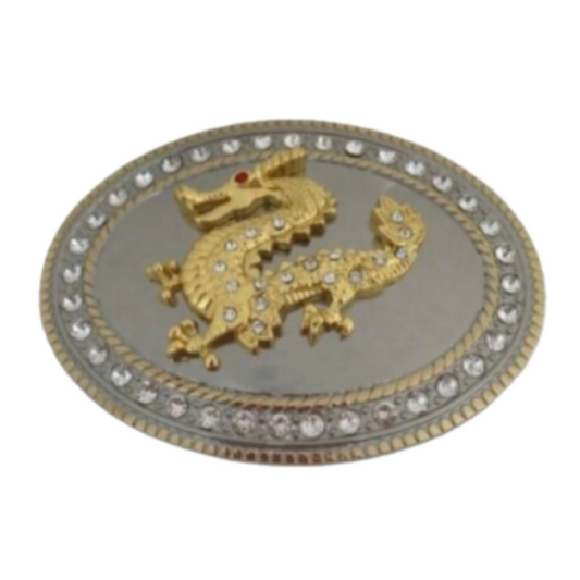 Rhinestone Dragon Belt Buckle Western Asian Oriental Fashion Style