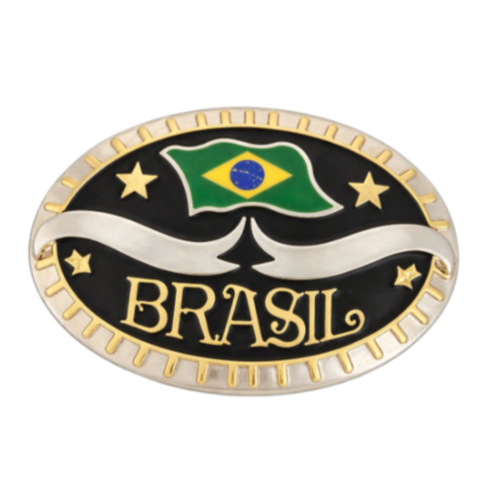 Boucle de ceinture avec drapeau occidental du Brésil, Brésil, Brésil, Rio