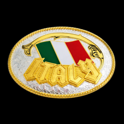 Western Belt Buckle Italian National Flag Italy Italia Tricolore Bandiera