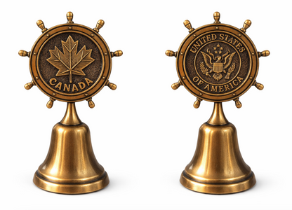Bell Nautical Ship Wheel Stern U.S Canada Flag Coat Arms Navy Anchor Insignia