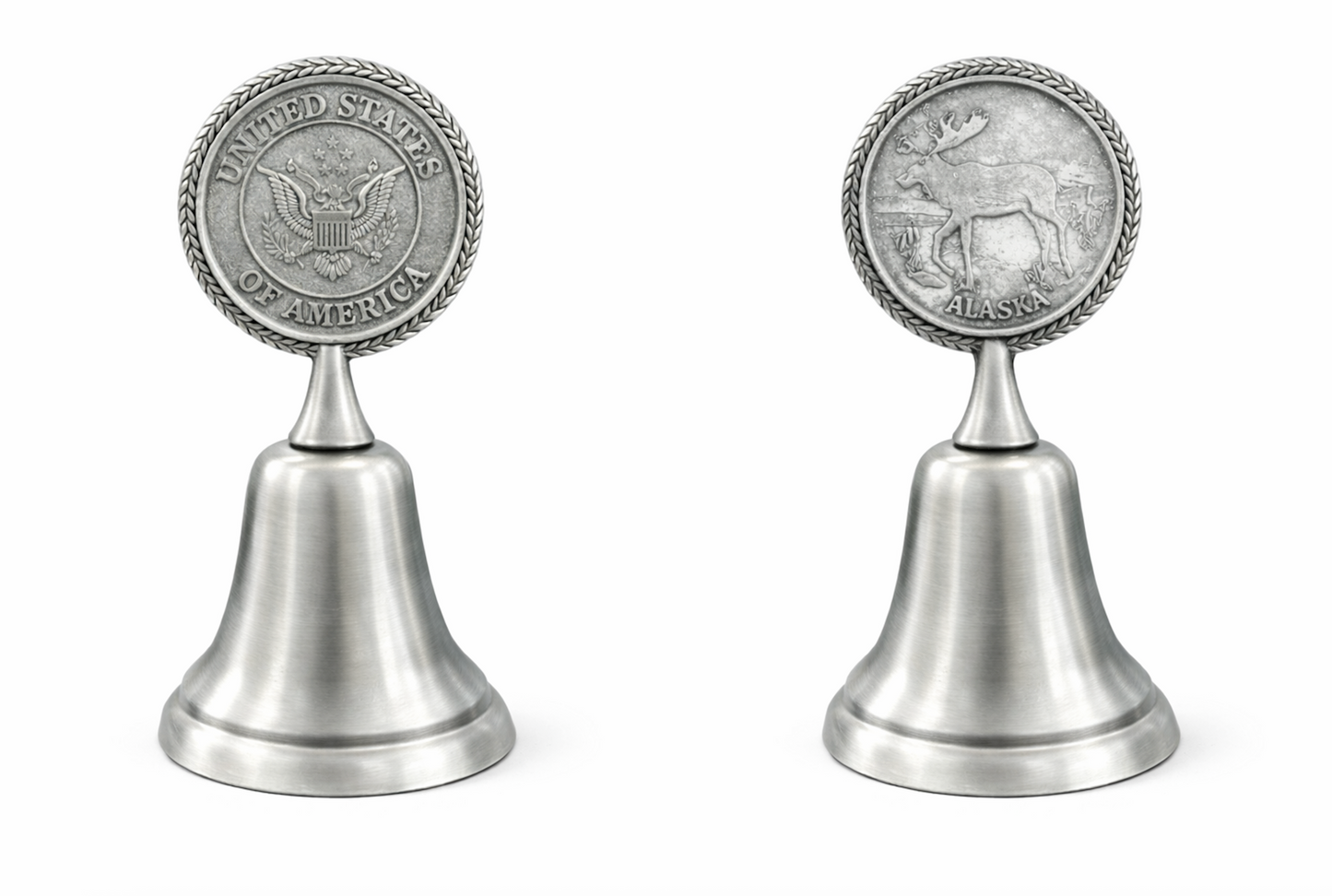 Hotel Desk Counter Bell U.S Coat Arms Insignia Eagle Moose Coin Handle