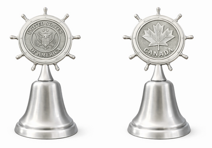 Bell Nautical Ship Stern U.S.A Eagle Coat Arms Canada Map Leaf Flag