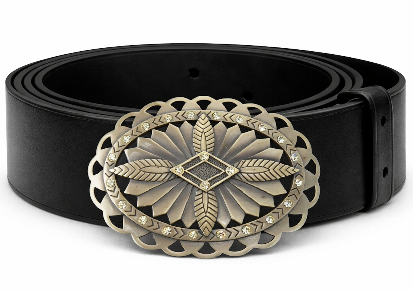 Bohemian Flower Power Rhinestone Belt Buckle