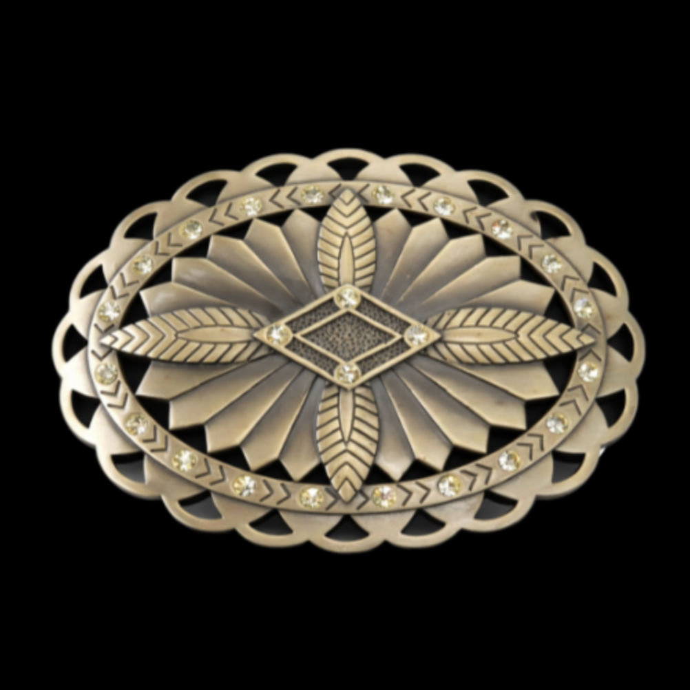 Bohemian Flower Power Rhinestone Belt Buckle
