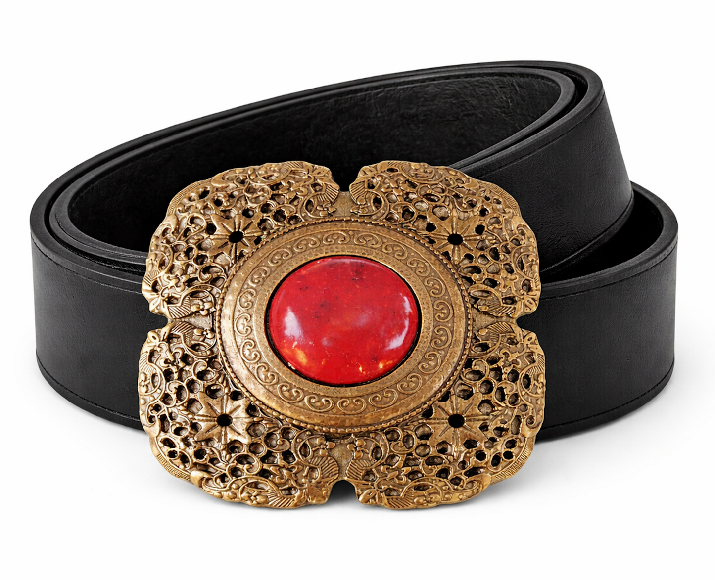 Flower Red Stone Bohemian vintage Belt Buckle
