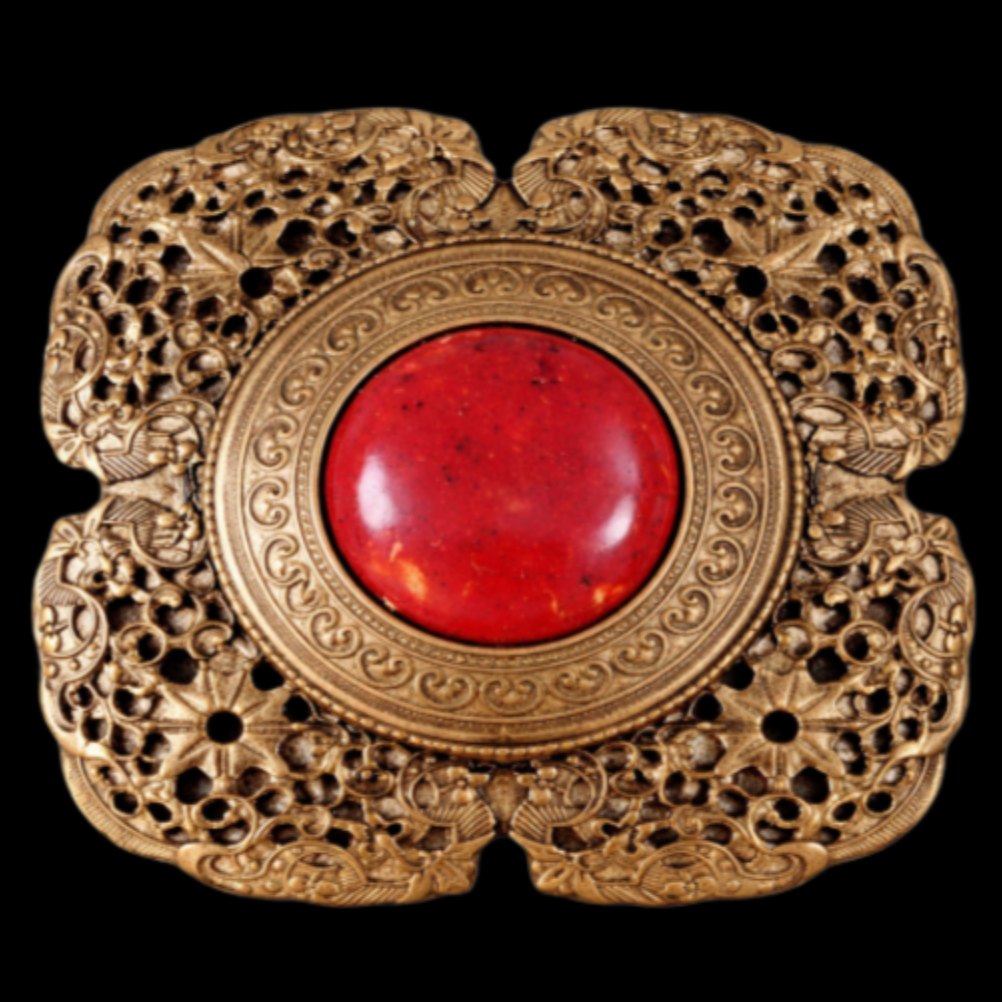 Flower Red Stone Bohemian vintage Belt Buckle