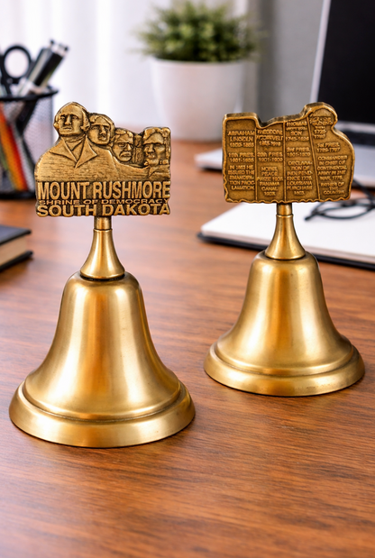 CLOCHE EN MÉTAL SOUVENIR DOUBLE FACE DES PRÉSIDENTS RUSHMORE DU DAKOTA DU SUD