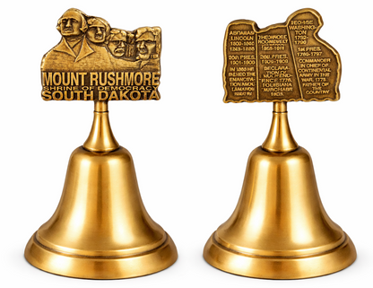 CLOCHE EN MÉTAL SOUVENIR DOUBLE FACE DES PRÉSIDENTS RUSHMORE DU DAKOTA DU SUD