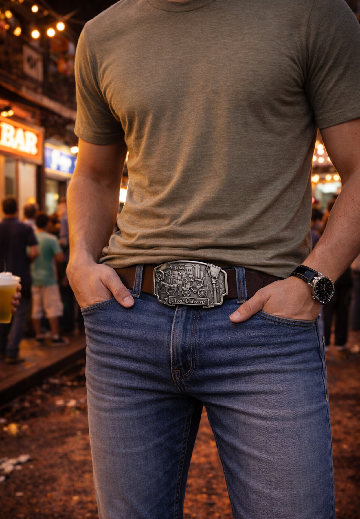 New Orleans Mardi Gras Louisiana Jazz Bar Show Festival Belt Buckle