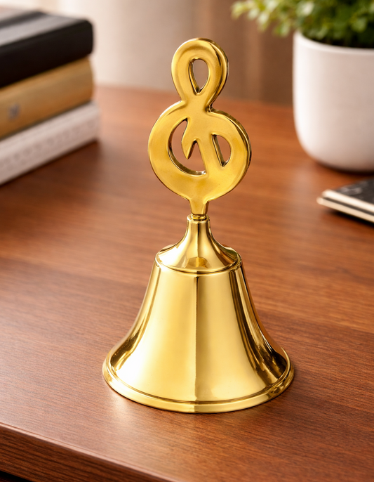 Polished Brass Music Note Desk Bell – Decorative Gold Tone Bell
