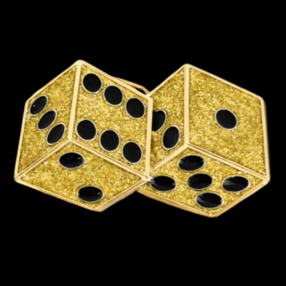 Lucky Glitter Dice Games Casino Gambler Belt Buckle