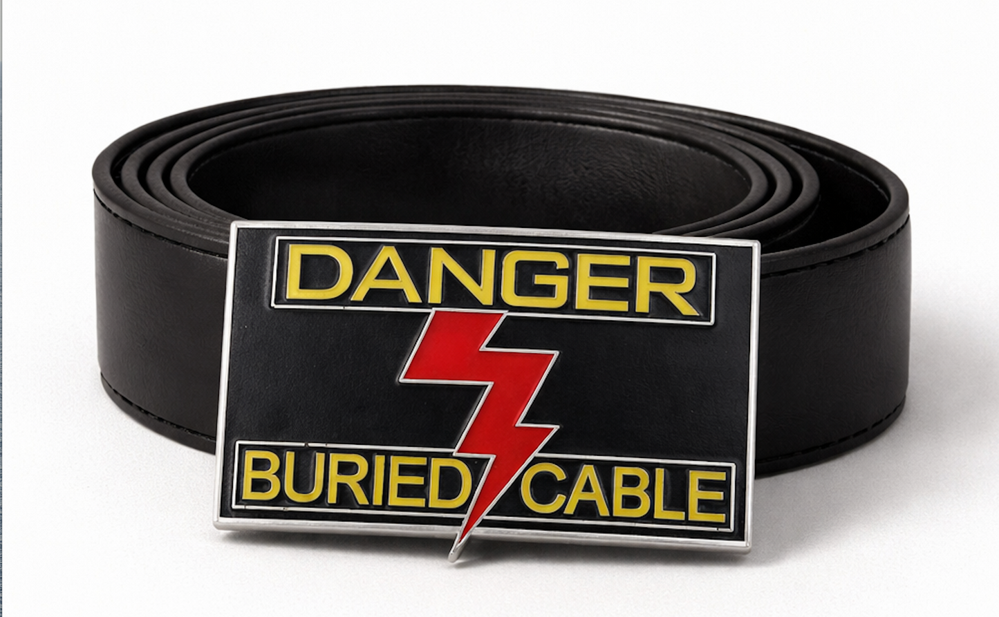 Danger Buried Electrical Cable Electrician Bottle opener Belt Buckle