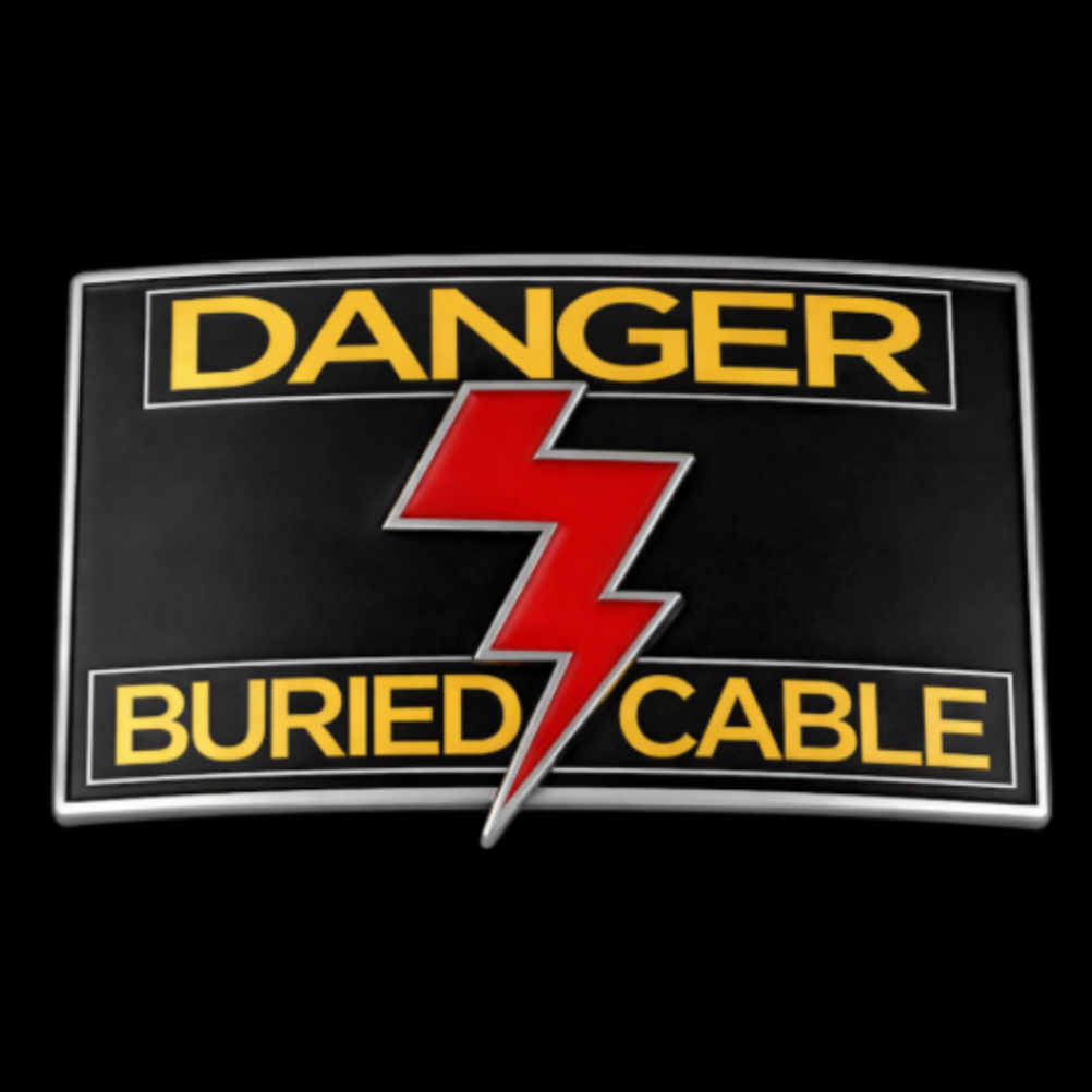 Danger Buried Electrical Cable Electrician Bottle opener Belt Buckle