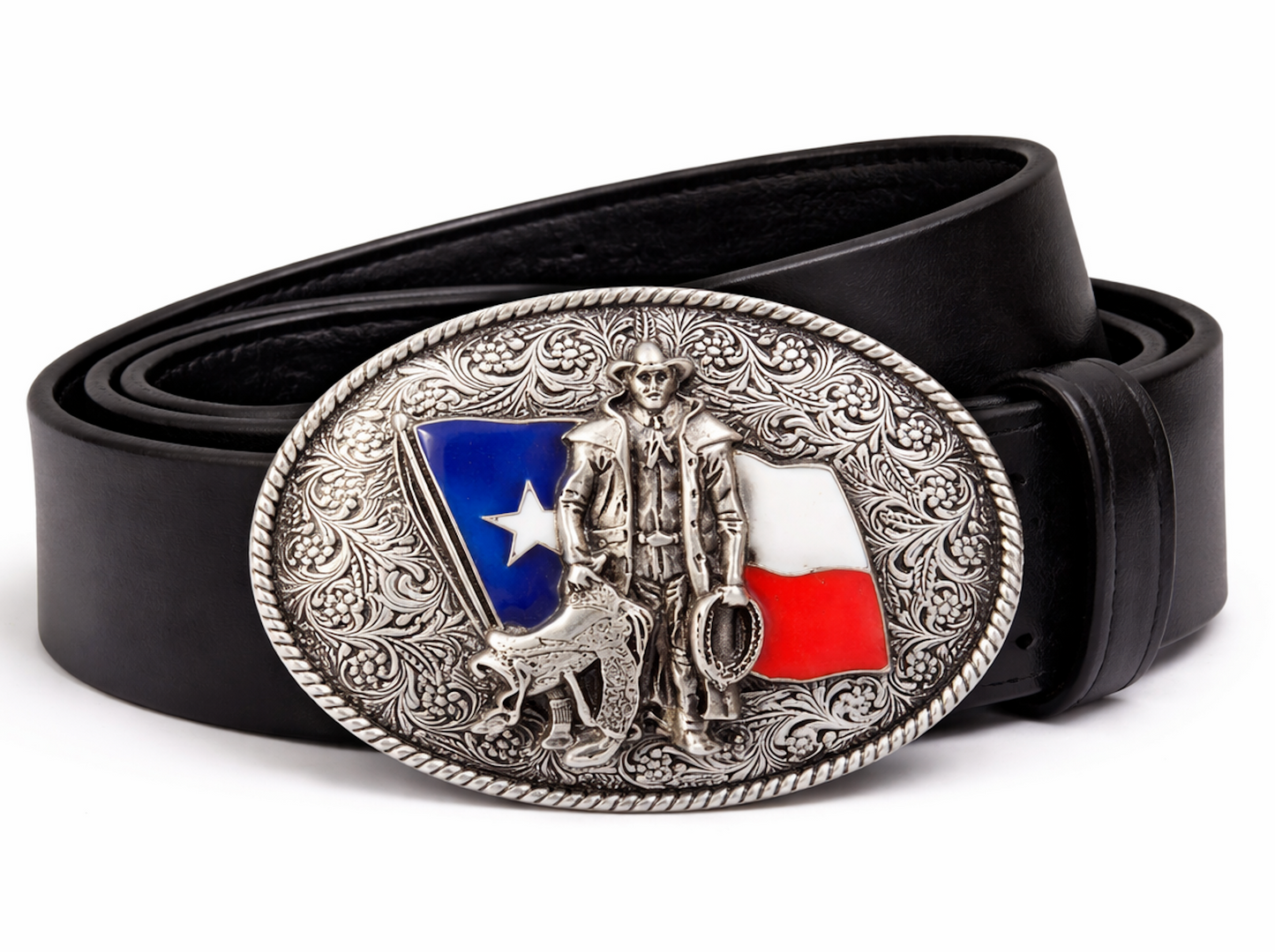 Texas Star Flag Cowboy Saddle Texan Western Belt Buckle