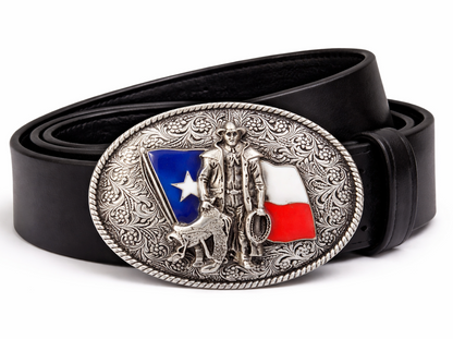 Texas Star Flag Cowboy Saddle Texan Western Belt Buckle