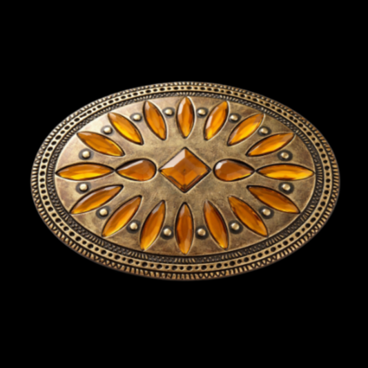 Flower Brown Rhinestone Stones Women's Fashion Western Belt Buckle